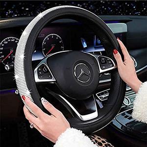 Vente chaude pour la taille 15 pouces anti-dérapant respirant fabricant personnalisé Bling Bling diamant cuir pvc couverture de <span class=keywords><strong>volant</strong></span> de voiture - Product Image 2