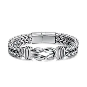 Personalized Stainless Steel Men's Jewelry Bracelet Titanium Celtic Infinity Love Knot Cuban Franco Chain Bracelet Cuff Bangle