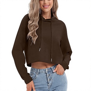Luxury Heavyweight Cropped Hoodie 400GSM <b>Thick</b> <b>Fleece</b> Blank Crop Top Sweatshirt Boxy Fit Drop Shoulder Streetwear Women Pullover - Product Image 1