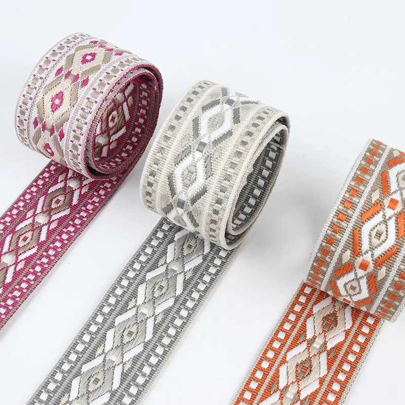 Wholesale of new 5 cm Ethnic Style Jacquard Webbing Fashion Ribbon for Bag Strap Musical Instrument Strap