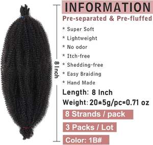 <span class=keywords><strong>Xtrend</strong></span> 3 paquets de 8 pouces de cheveux afro twist souples et élastiques, pré-séparés, faux locs, extensions de cheveux naturels noirs Marley - Product Image 2