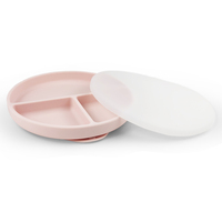 Assiette en Silicone de qualité alimentaire pour enfants avec couvercle en Silicone pour bébé