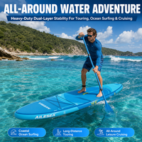 Planche de paddle gonflable (ISUP) personnalisée OEM, robuste, double couche, PVC Fusion, bleu océan, avec accessoires complets et pompe.