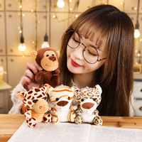 Promotion : Jouets en peluche Kawaii Animaux de la jungle – Singe, Tigre, Lion, Éléphant – Porte-clés en peluche doux et pas cher