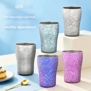 Qitai Lavida Reintitan Isolierter Handpress-Kaffeebecher Antibakteriell 6-Stunden Wärmespeicherung Geschenkbox-Set Tragbar Unisex - Product Image 5