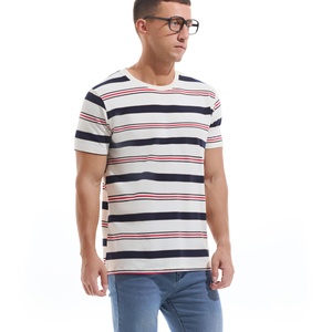 Custom Wholesale Popular <b>Men's</b> Crewneck <b>Striped</b> Knitted 100% Cotton Casual <b>T</b> <b>Shirt</b> Plus Size - Product Image 2