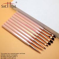 Lot de 8 pinceaux à ongles en gel UV avec manche en acrylique rose, poils synthétiques, stylo à fleurs 3D sculptées, durables et faciles à utiliser