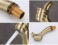 Robinet de lavabo créatif à capteur tactile en forme de pouce, monocommande, entièrement en cuivre