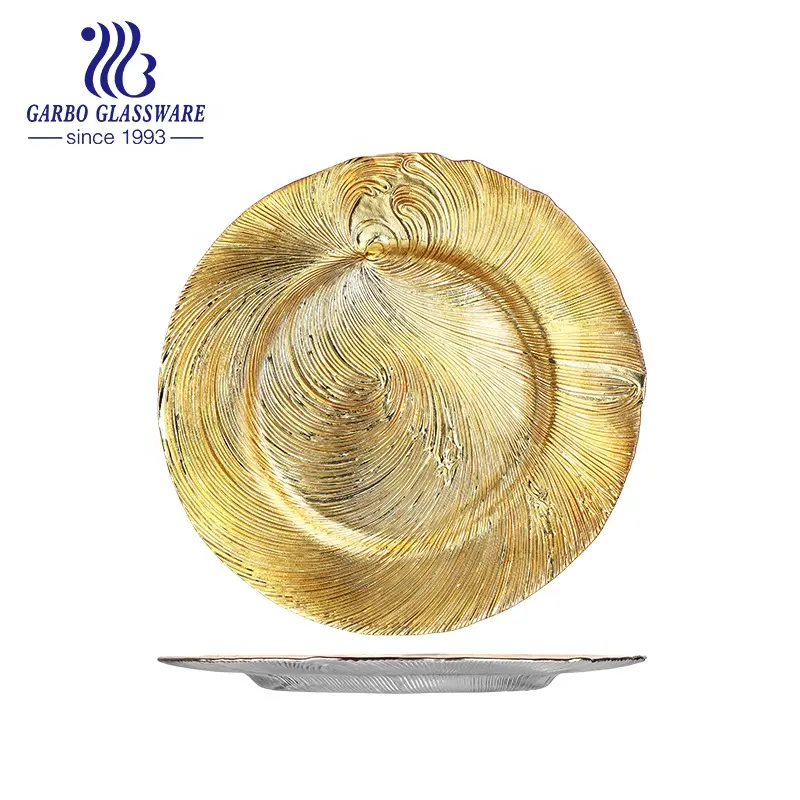 Bulk Luxus Großhandel New Event Runde 13 "Gold Reef Ladegeräte Platte für Weihnachten Dinner Teller Hochzeits feier Tisch dekoration