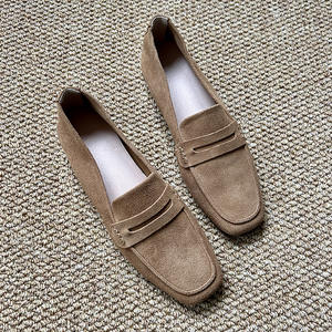 <span class=keywords><strong>Mocasines</strong></span> de Cuero Genuino Otoñales, Zapatos Planos Retro Delgados para <span class=keywords><strong>Mujer</strong></span>, Diseño Casual de Una Pieza para el Trabajo, Colores Mixtos - Product Image 5