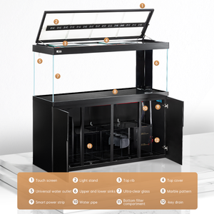 Grand aquarium domestique de 300 gallons personnalisable en gros Aquarium Arowana en verre transparent ultra blanc avec système de filtration - Product Image 4