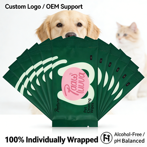 Custom Logo 60gsm Individually Pet Wipes Single Sachet Portable Dog Cat Cleaning Grooming Wipes for Travel Paws and Eyes