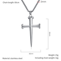 Collier Pendentif Croix Chrétienne Vintage en Acier Inoxydable, Style Punk, pour Hommes, Vente en Gros