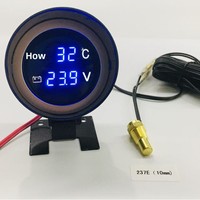 Instrumento universal transfronterizo de 12V/24V para coche, sedán, camión, estilo cañón, combinación de temperatura del agua y voltaje, de alta precisión.