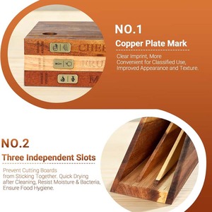 Ensemble de planches à découper en forme de livre avec support séparé, 3 pièces [Acacia/Ébène/<span class=keywords><strong>Bois</strong></span> de caoutchouc] Planches à découper en <span class=keywords><strong>bois</strong></span> ressemblant à des livres pour la cuisine - Product Image 3
