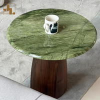 Villa de luxe moderne pour salon canapé en marbre vert Table d'appoint pour chambre d'hôtel Table d'angle ronde avec base en bois Meubles