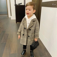 Abrigo Infantil para Otoño e Invierno, Estilo Coreano, para Niños y Niñas, Elegante, Largo, con Solapa, Doble Botonadura, Grueso, Diseño de Diseñador