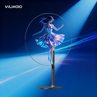 Pantalla LED de Ventilador Holográfico 3D Acrílico Redondo Ultra Brillante, Equipo Digital Comercial Transparente para Publicidad