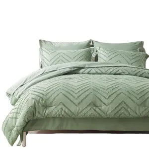 Rancho Queen Comforter Set Green Tufted Bed in a Bag 7 Pieces with comforters and Sheets All Season Bedding Sets