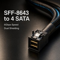 Cable de Datos para Sistema RAID de Estación de Trabajo, SFF-8643 a 4 SATA Mini SAS HD, 12Gbps, 36 Pines, 7 Pines, Doble Blindaje de Aluminio
