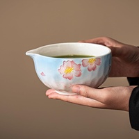 Ensemble de thé matcha en céramique Anji Newell, fouet en bambou, 9 pièces, bol à fleurs de cerisier, boîte cadeau, style moderne minimaliste, martelé à la main