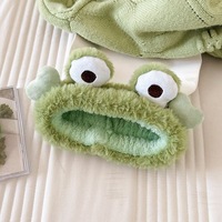 Bandeau en tissu peluche grenouille verte pour le lavage du visage et l'utilisation d'un masque, masque oculaire rafraîchissant d'été, design amusant