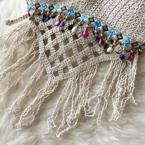 Gonna bohémien smodozed Set da donna estiva con pezza e nappine sul petto con spalline e mezza gonna sul fianco Set due pezzi - Product Image 5