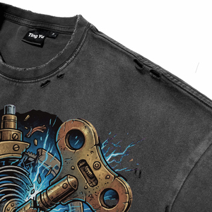 Camisetas de Algodón de Alta Calidad para Hombre, Estilo Vintage, Oversize, Lavado Ácido, Diseño Punk, Transpirables, Suaves, Ropa Personalizada de Moda Masculina - Product Image 5