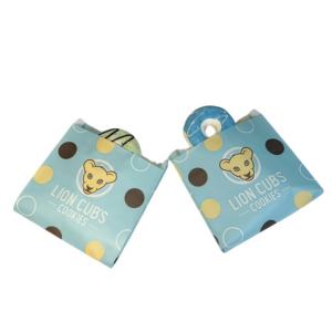 Sacs en papier alimentaire bleus et blancs personnalisés avec logo imprimé, en papier ciré, pour emballage de beignets, pains, croissants et biscuits - Product Image 2