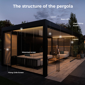 <span class=keywords><strong>3x3</strong></span> 3x4 4x3 4x4 4x5 4x6 6x3 6x4 6x5 6x6m Pergola moderne à persiennes extérieure en aluminium pour jardin - Product Image 2