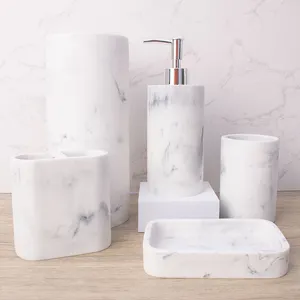 Tinte Weiß Marmor Look Harz Home Decor Toilette Badezimmer zubehör Set Seifensp ender