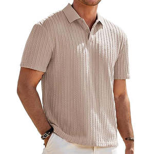 Tissu en maille 100% polyester pour chemise pour homme |   Chemise de golf à manches courtes respirante géométrique d'été |   Options de couleur personnalisées OEM/ODM - Product Image 1