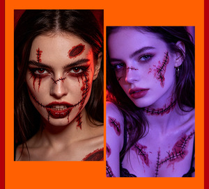 Pegatinas de <span class=keywords><strong>tatuajes</strong></span> de Halloween, pegatinas de cicatrices de <span class=keywords><strong>tatuajes</strong></span> simulados, pegatinas de <span class=keywords><strong>tatuajes</strong></span> impermeables para cuerpo y cara con simulación de cuchillos - Product Image 6