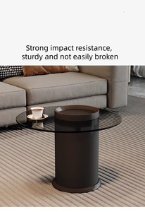 Juego de <span class=keywords><strong>mesa</strong></span> de centro <span class=keywords><strong>redonda</strong></span> moderna con cajón de almacenamiento, <span class=keywords><strong>mesa</strong></span> auxiliar de cristal, muebles multifuncionales para sala de estar - Product Image 5