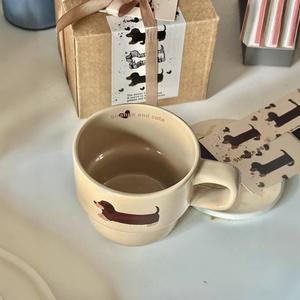 Lukisan tangan <span class=keywords><strong>Dachshund</strong></span> anak anjing cangkir susun lucu kartun Korea Sarapan hadiah untuk pecinta kerajinan - Product Image 4