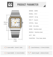 Jam Tangan SKMEI 9414 untuk Pria, Mewah, Laris Manis, Tali Baja Anti Karat, Jam Quartz, Montre Homme, Tahan Air, Dilengkapi Tanggal