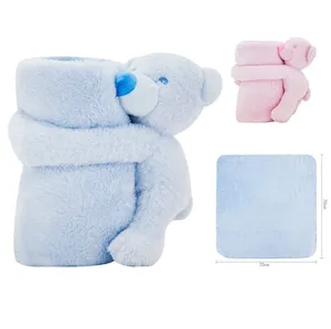 Милый медведь, плюшевая игрушка 70*70 см, детское одеяло, Мультяшные животные, мягкие игрушки, кавайные игрушки для детей, малыш