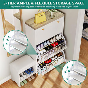 Mueble <span class=keywords><strong>de</strong></span> entrada blanco <span class=keywords><strong>de</strong></span> estilo nórdico <span class=keywords><strong>de</strong></span> alta calidad, Zapatero minimalista para sala <span class=keywords><strong>de</strong></span> estar - Product Image 4