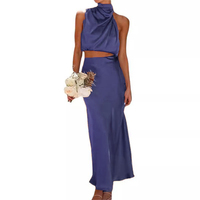 Nouvelles robes pour femmes en satin multicolores, fines et décontractées, ensembles deux pièces pour le printemps et l'été