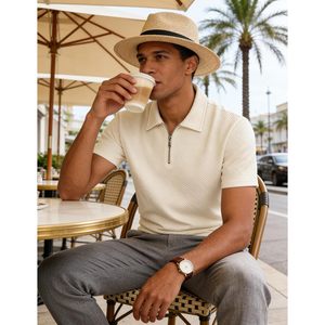 Camiseta Polo con Cierre para Hombre FOXA, Manga Corta, Tejida, Informal, para Golf, Corte Regular - Product Image 5