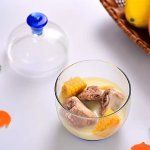 Bếp an toàn bát thủy tinh Pyrex Bộ đồ ăn handmade axit boric thủy tinh hấp bát với nắp - Product Image 2