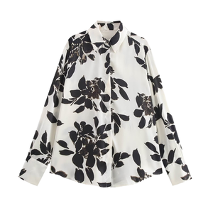 TAOP&ZA Nueva Camisa de Satén con Estampado Floral y Diseño de Pintura al Tinta Estilo Chino para Mujer, Otoño 9217239 - Product Image 1
