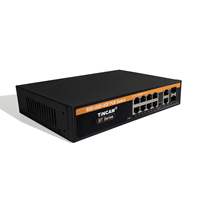 TINCAM OEM SKD Switch PoE Gigabit Inteligente de 8 Puertos, 2 Uplink de 1000M, 2 SFP, 802.3 BT, Potencia de 200W, VLAN, Switch de Red para Cámaras IP CCTV