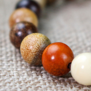 Multi Gemstone Wooden <b>Bracelet</b> 8mm 22 Beads Sandalwood Buddhist Style Unisex <b>Couple</b> Everyday Wear New Chinese Design - Product Image 3