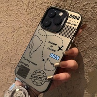 Coque de téléphone antichoc IMD pour iPhone 13 Pro Max et 14 Pro Max avec carte routière d'avion – Élégante et protectrice