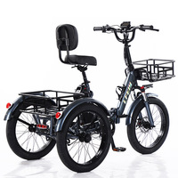 Triciclo eléctrico de 3 ruedas, 48V 500W, cuadro de aleación de aluminio, capacidad de carga de 200 kg, bicicleta para adultos, personas mayores, carga, camping y reparto.