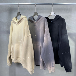 Chất Lượng Cao Axit Rửa Sạch Hoodie Splash-Ink Đá Rửa Quá Khổ Cổ Điển Đau Khổ Mặt Trời Faded Hoodie Cho Nam Giới - Product Image 1