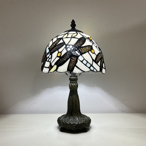 Lámpara de Vidrio Tiffany LongHuiJing de 8 Pulgadas, Estilo Escandinavo, Flexible, Ecológica, Simple, Hecha a Mano, con Diseño de Libélula Azul Marino - Product Image 2