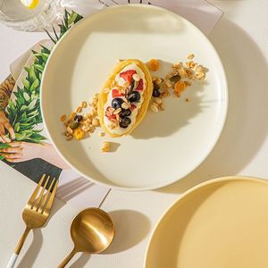 Plato redondo de gres para carne, acabado mate, para uso en fiestas en casa - Product Image 2
