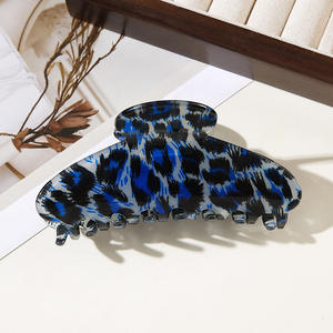 Pince à cheveux verticale grande taille en acrylique imprimé léopard style coréen, nouvelle mode, pinces requin - Product Image 6